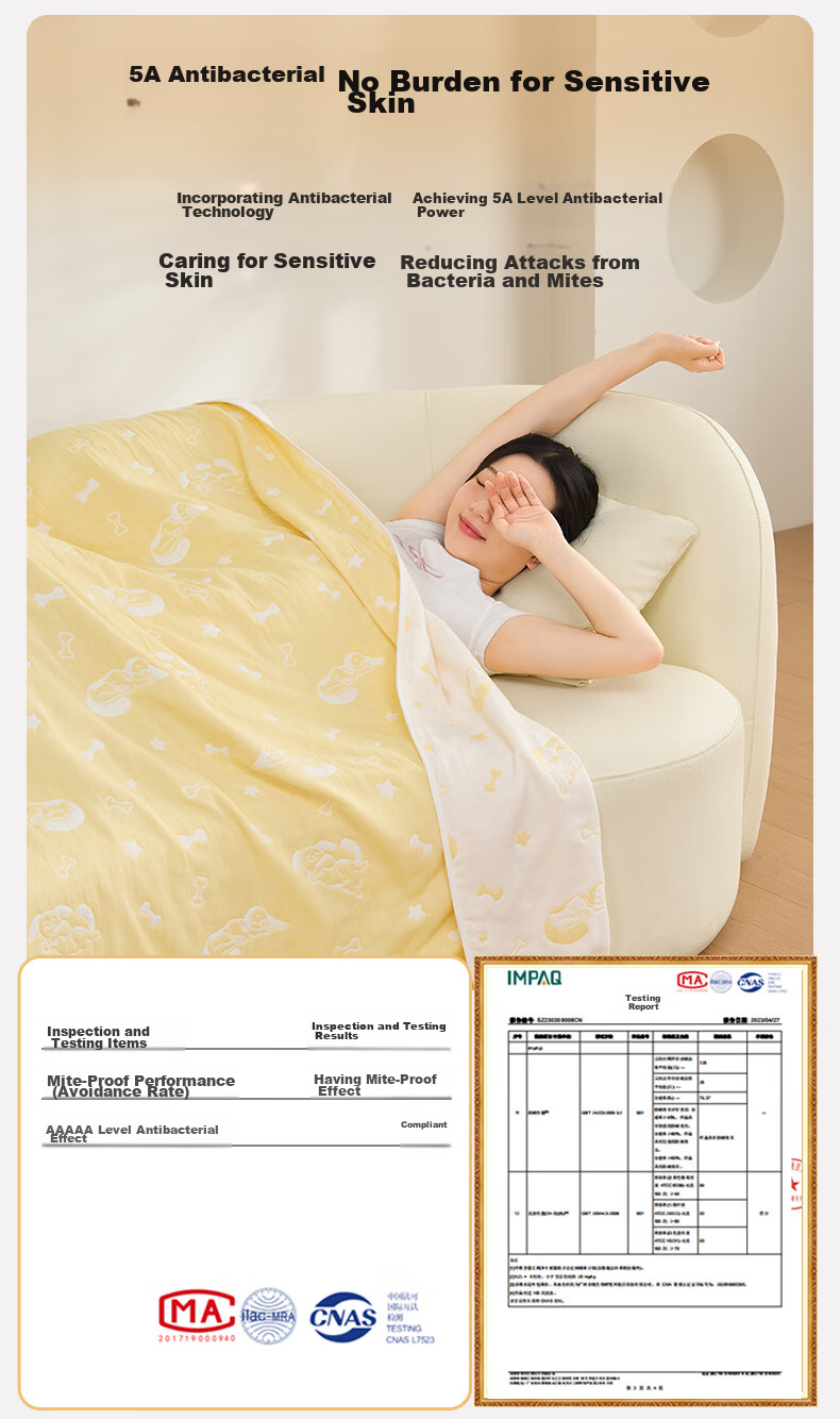Hengyuanxiang Towel Blanket, Pure Cotton Class A Antibacterial, Six-Layer Gauze, All-Cotton Coverlet, Air Conditioning Blanket, Thickened, 3.2 Jin, Jiawang Bao Bao 7