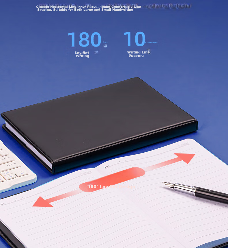 Deli 25K 80 Large Classic Leather Business Notebook, Office Supplies, Meeting Journal, Diary, Notepad, Stationery, Black BP108 12