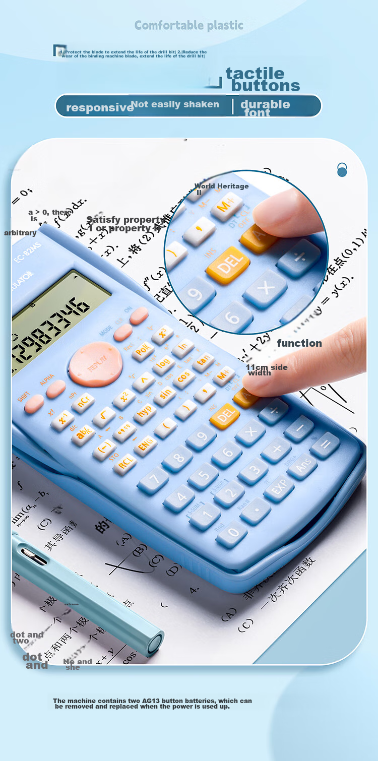 SUNWOOD Scientific Calculator with 240 Functions (For Middle And High School Students), EC-82MS, Cherry Pink 6
