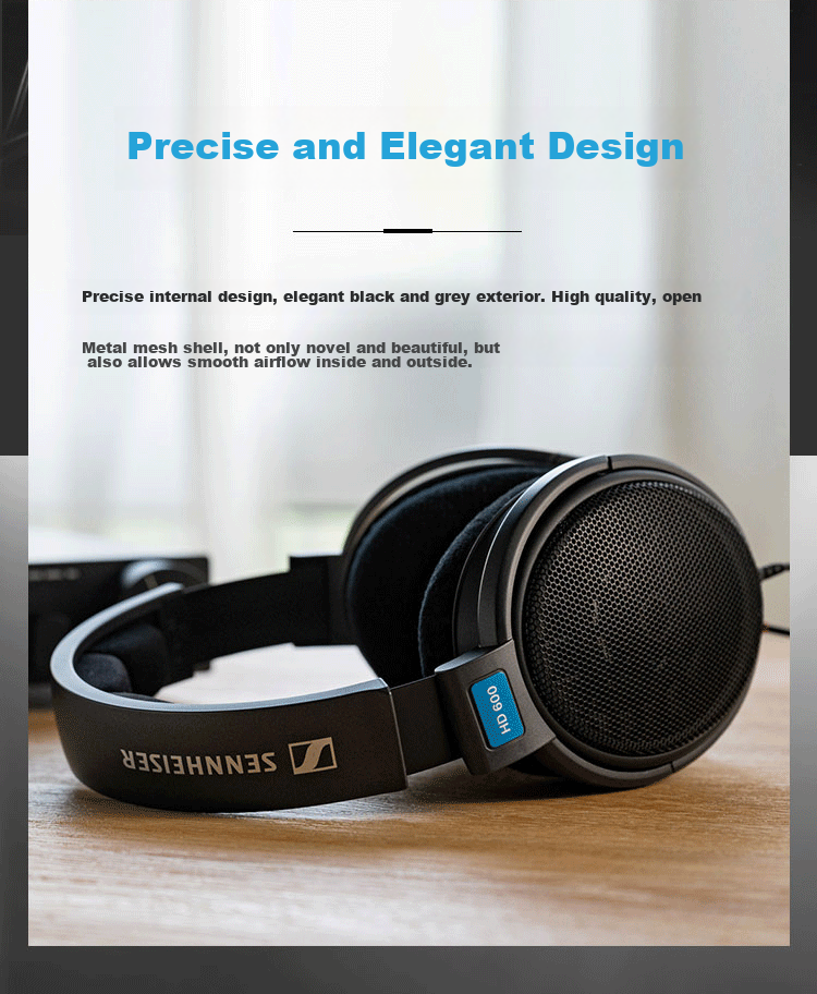 Sennheiser HD600 Over-Ear High-Fidelity HIFI Headphones, Open-Back Wired Gaming Headphones, Gift 3