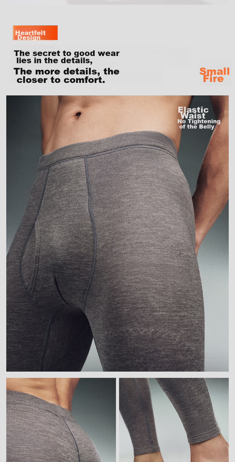 HLA [Xiaohuo-Air9] Thermal Underwear for Men, Double-Sided Fleece Lining, 280g Antibacterial Heating Patch, Thin Autumn Pants, Single Pants, Underpants 13