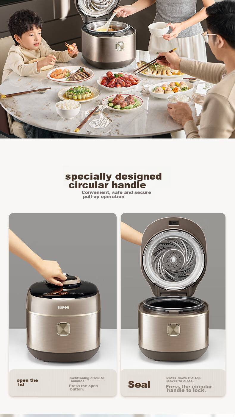 SUPOR New High-Pressure 140kPa Quick Release Titanium Fresh Breath IH Electric Pressure Cooker 5L 2200W 316L High-Pressure Pot for 4-6 People SY-50FH5999Q 18