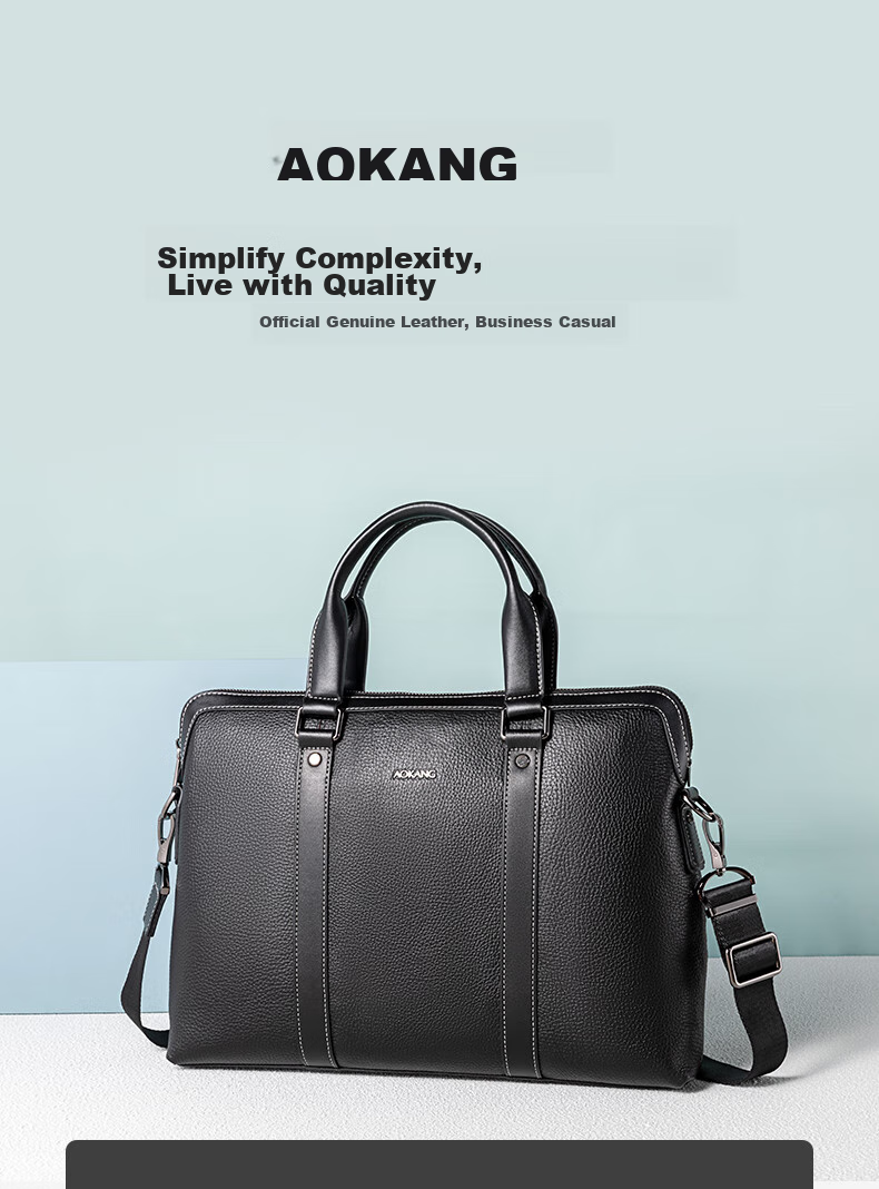 Aokang Business Briefcase, Top-Layer Cowhide Leather Handbag for Men, Laptop Messenger Bag, Birthday Gift for Husband 2