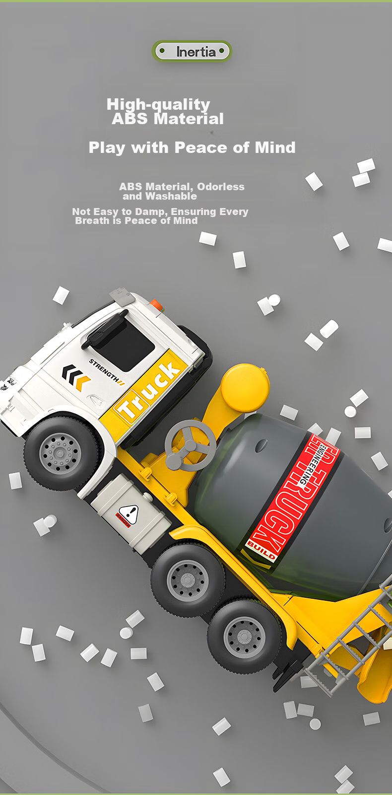 Cawndilla Families Large Children's Mixing Truck Toy Car Model Construction Vehicle for Boys And Girls, Birthday Gift 11