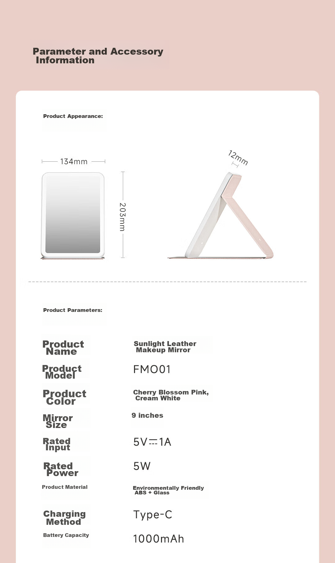 DOCOLAB Mirror Makeup Mirror with Light, Portable Folding Mirror, Desktop Vanity Mirror, Birthday Gift for Friends 9