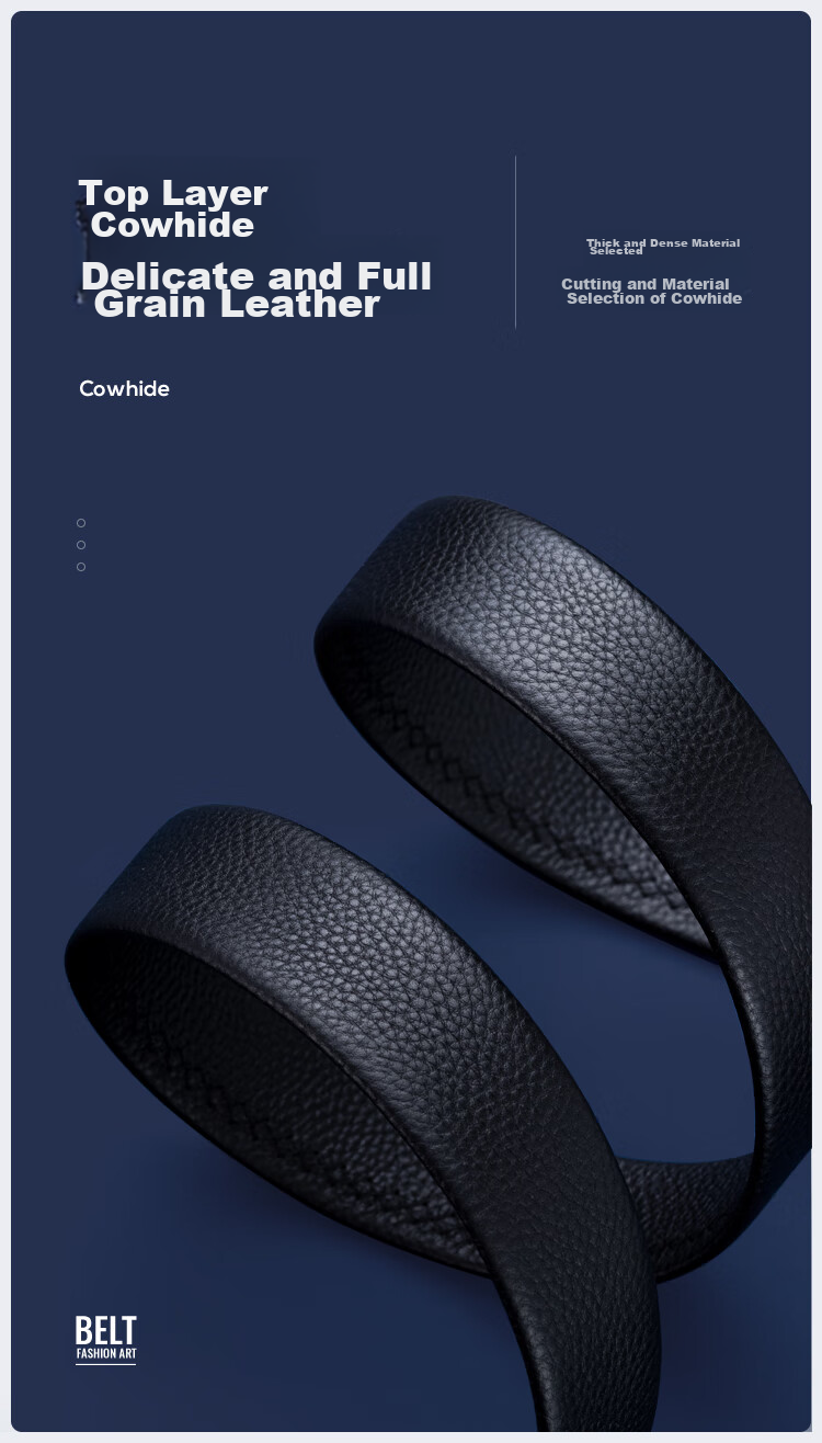 HLA Men's Automatic Buckle Belt, Top-Grain Leather, Extended Length, Birthday Gift for Boyfriend, Fashionable New Style, Trendy Present for Father 8