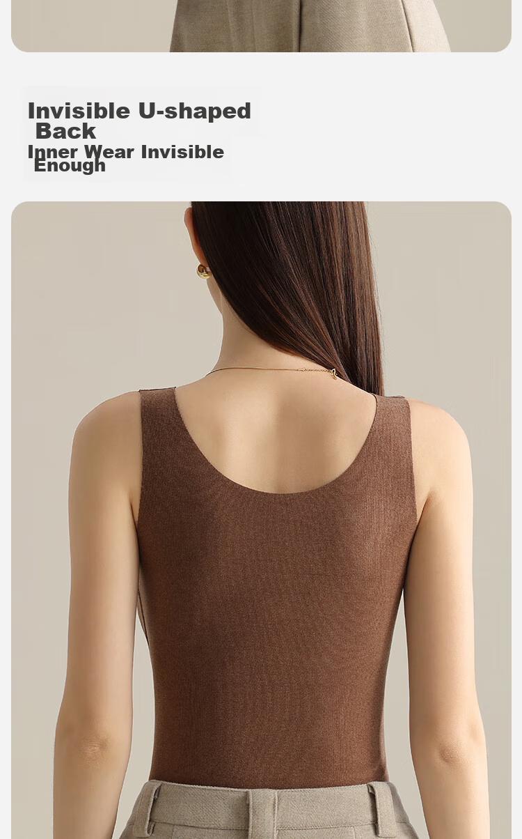 GUJIN Seamless Thermal Vest for Women, Undershirt Camisole with Chest Pads, Contains Mulberry Silk Patch, New Autumn And Winter Style for Ladies 7