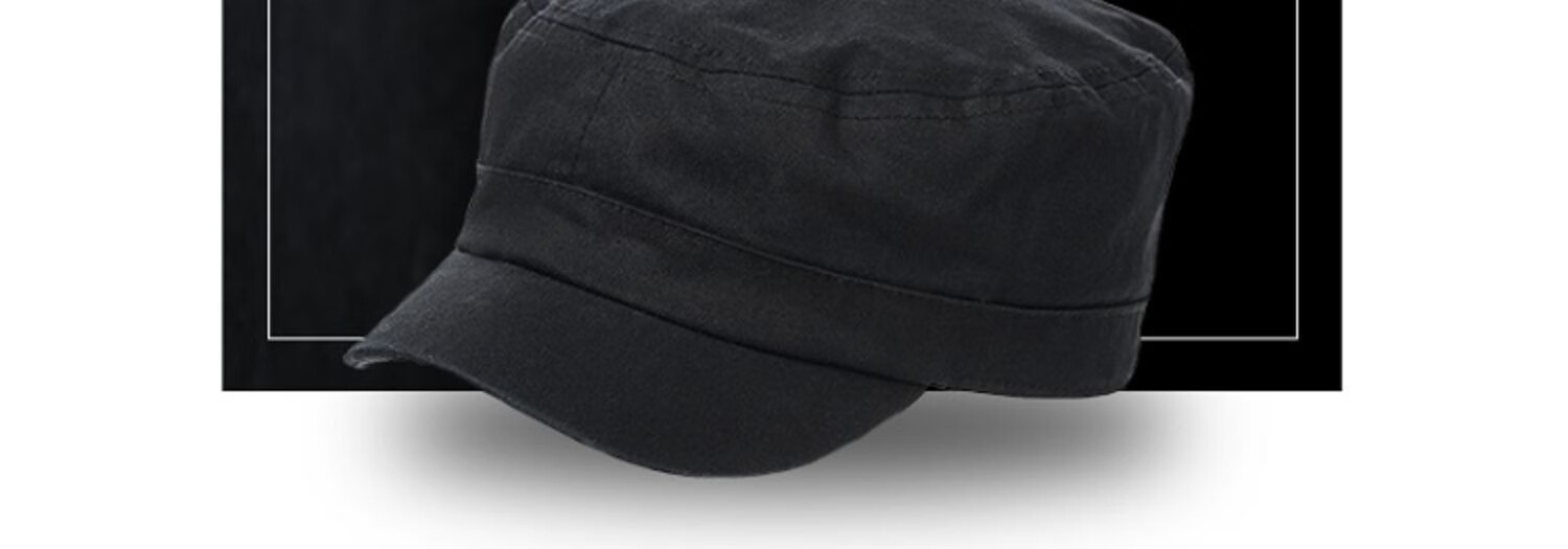FANCET Men's Summer Baseball Cap, Large Head Circumference, Korean Style Flat Top Military Hat, Casual Short Brim All-Cotton Cap 3