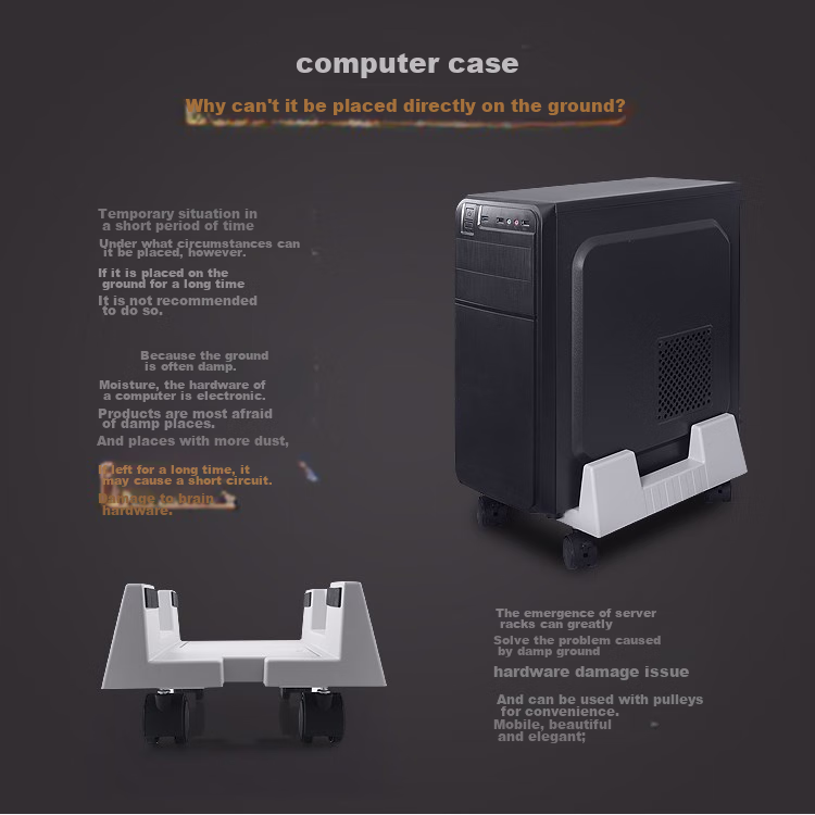 LinkStone Desktop Computer Case Stand, Movable Case Support Base Tray with Universal Casters And Brakes, Adjustable Width, Easy Installation Z123 3