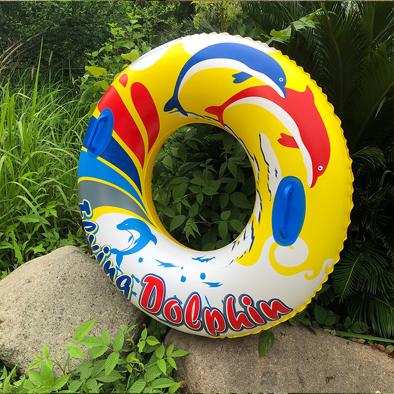 Yonglebao Thick Colorful Swimming Ring with Handles, Armpit Float Life Buoy Cartoon Design for Children And Adults, Water Play Inflatable Rings, 2-Pack 11