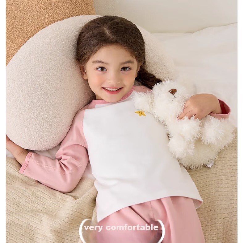Niduoxiong Winter Baby High-Waist Waist Protection Underwear Set, Children's Pajamas, Infant Cotton Breathable Sleepwear, Warm Underwear for Autumn And Winter 10