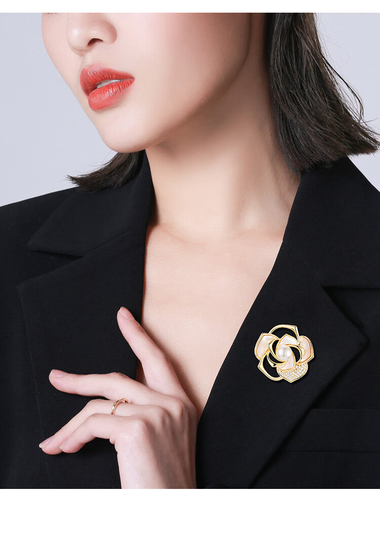 Qlady Rose Flower Coat Brooch, High-End Women's Light Luxury Suit Pin Accessory, Birthday Mother's Day Gift for Mom 9