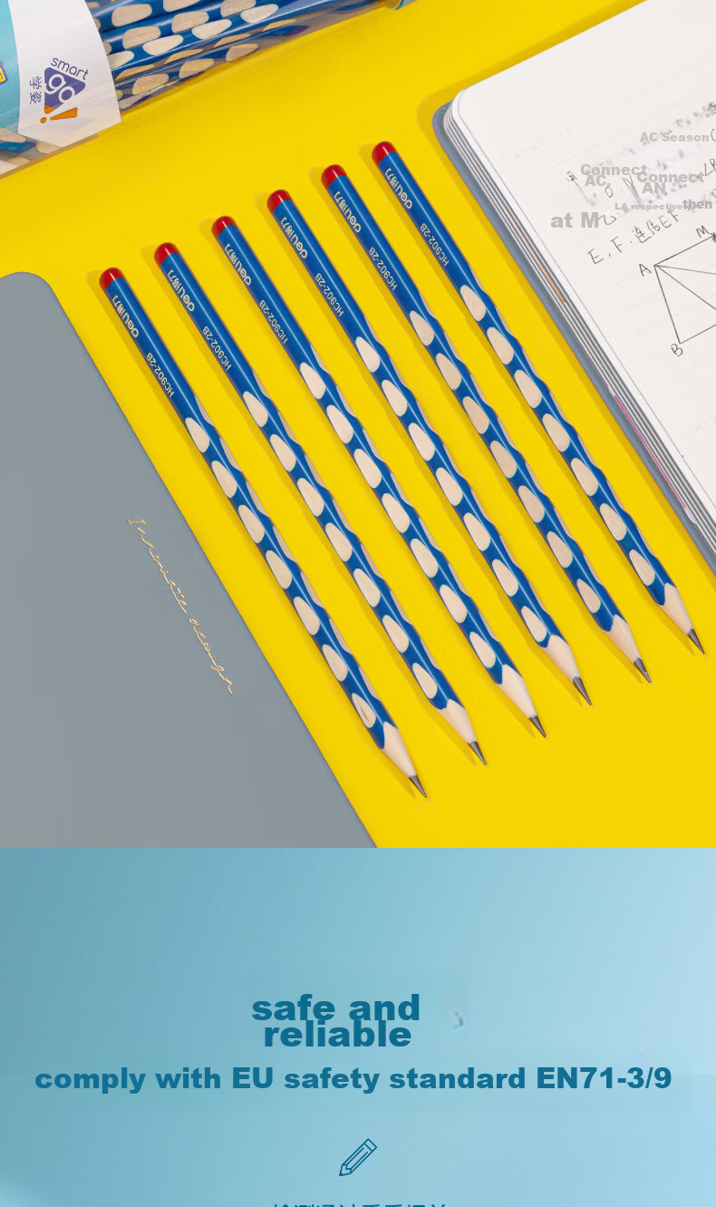 Deli Perforated Pencils, 30 Pieces, HB Writing Pencils, Triangular Shaft, Easy to Grip, Erasable Rubber, Children's Posture Correction, Student Handwriting Practice, Writing And Doodling, Back-To Stationery 10