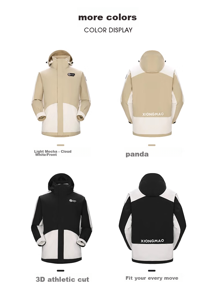 CAMEL Panda Three-Proof Windbreaker, Unisex Professional Oil-Resistant Waterproof Three-In Mountaineering Jacket A13CA6aB018 12