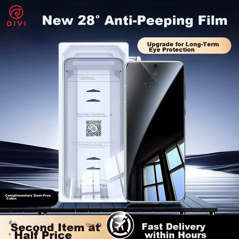 DIVI [One-Step Application] Privacy Screen Protector for Huawei Pura70, Full Adhesive P70 Full Coverage Microcrystalline Hydrogel High-Definition Anti-Fingerprint Non-Tempered Dust-Free Quick Installation Shockproof Soft Film