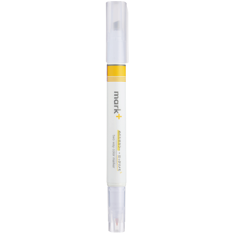KOKUYO Imported Mark+ Colorful Marker Pens for Students, Highlighting And Marking, Fluorescent Pen, Double-Ended, Yellow, 1 Piece PM-MT200Y