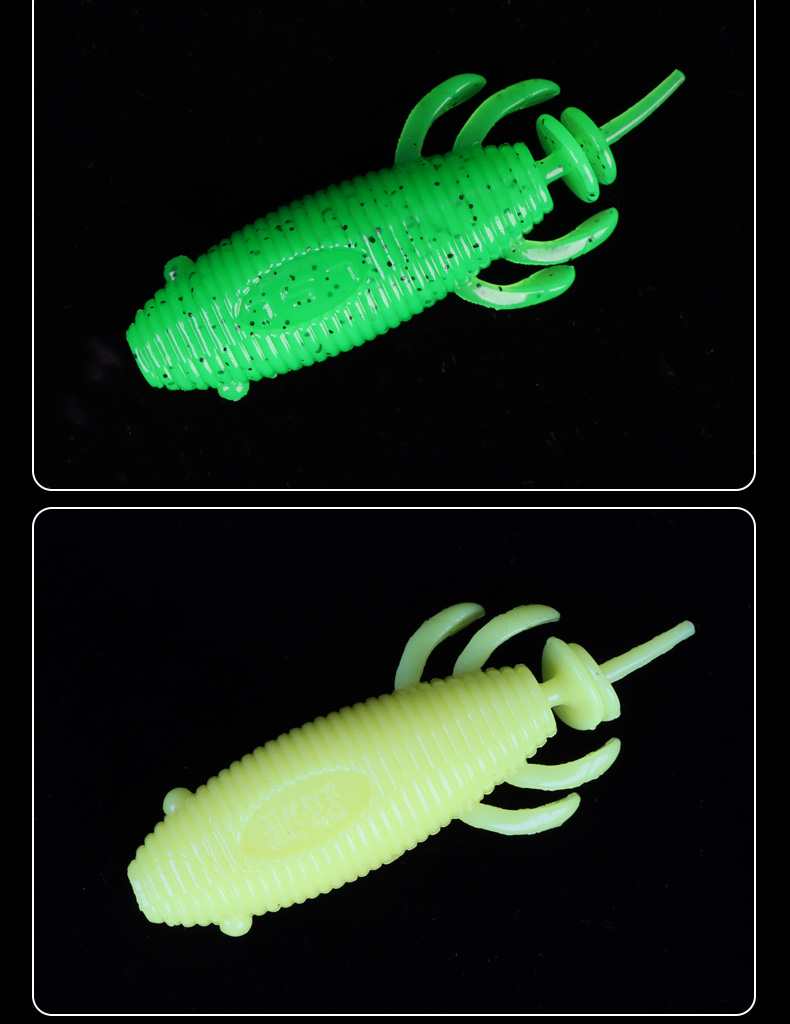 Xionghuo Lure Fishing Bait Soft Worm Artificial Bait Hook for Black Fish, Strong Bait Worm Bait Set, 6 Pieces Mixed Pack 9