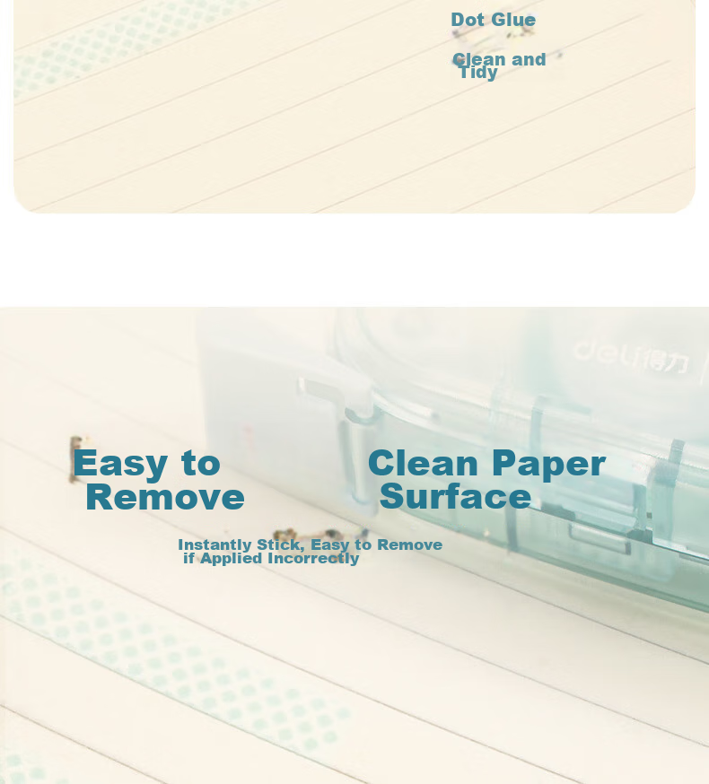 Deli Double-Sided Dot Adhesive Tape, 12m Double-Sided Dotted Glue, Back-To Stationery, Student Creative Handmade Journal Double-Sided Tape, Erasable Single Pack TG108 5