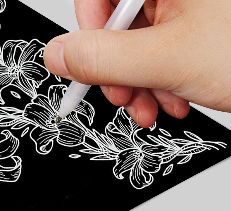 Meibang Qifu Highlight Pen 1mm Fine Tip White Marker for Drawing Art Students Outlining Comic Hand-drawing Sketching Colored Pencil Children's Journal Black Background Gouache Marker Highlight Brush W 11