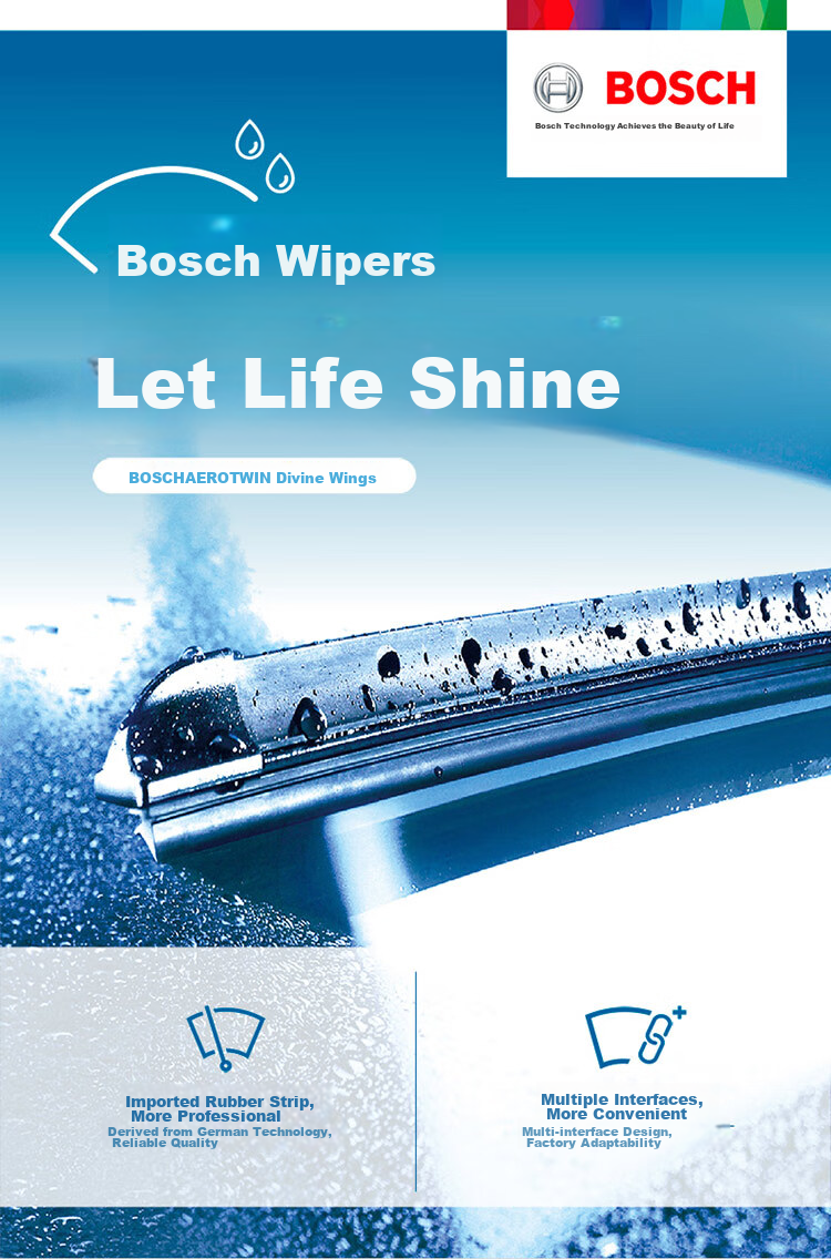 BOSCH Shenyi Six-In Wiper Blade, 23 Inches Single Pack (Multi-Functional Interface, Consult Customer Service for Vehicle Compatibility) 1