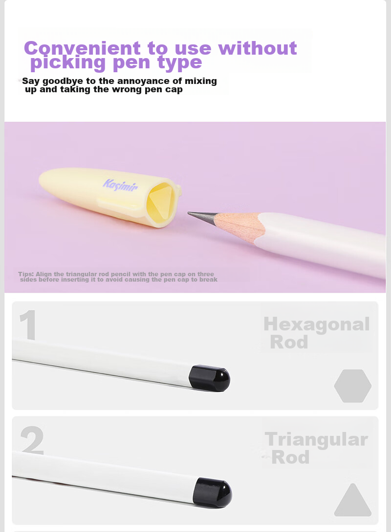 Kasimir Pencil Cap, Transparent Protective Cover, Elementary School Students, Kindergarten Beginners, Children's Pencil Cap, Hole Pen, Thick And Thin Barrel, Large Triangle Pencil Cap 4