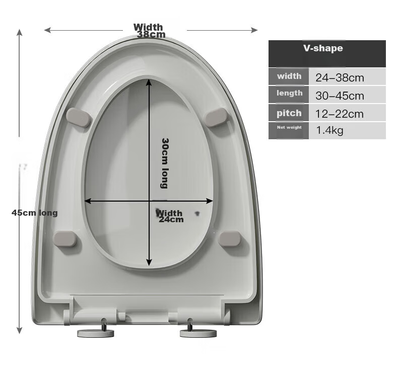 HSPA Toilet Seat, Universal Toilet Cover, Large V-Shaped Thickened One-Key Quick-Release Toilet Ring, Bathroom Toilet Accessories 1137 12