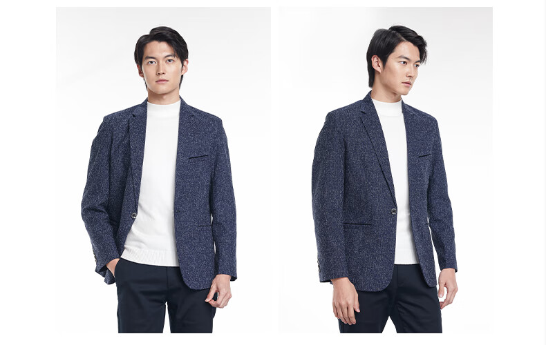 ROMON Men's Slim Fit Business Suit Jacket, Casual Blazer, Formal Wear, Single Suit Jacket, Men's Clothing 24F0206 Navy Blue 170 7