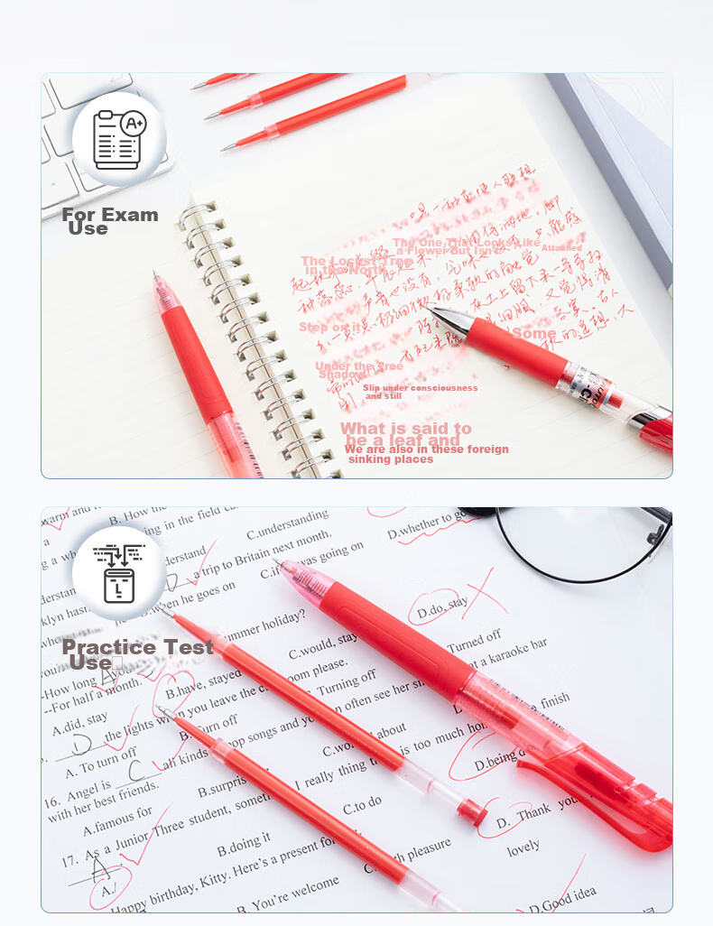 M&G Stationery G-5 Retractable Gel Pen Refill 0.5mm, Signature Pen Refill, Student Quick-Drying ST Tip Pen Refill, Office Supplies, Compatible with 1008/K35/S01, Red, 10 Pieces/box 9
