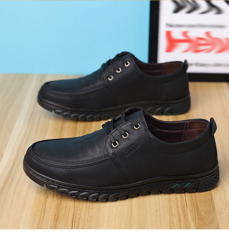 CARTELO Casual Leather Shoes for Men, Soft-Soled Comfortable Driving Shoes, Stylish Business Casual Shoes, 30963 Black, Size 41 18