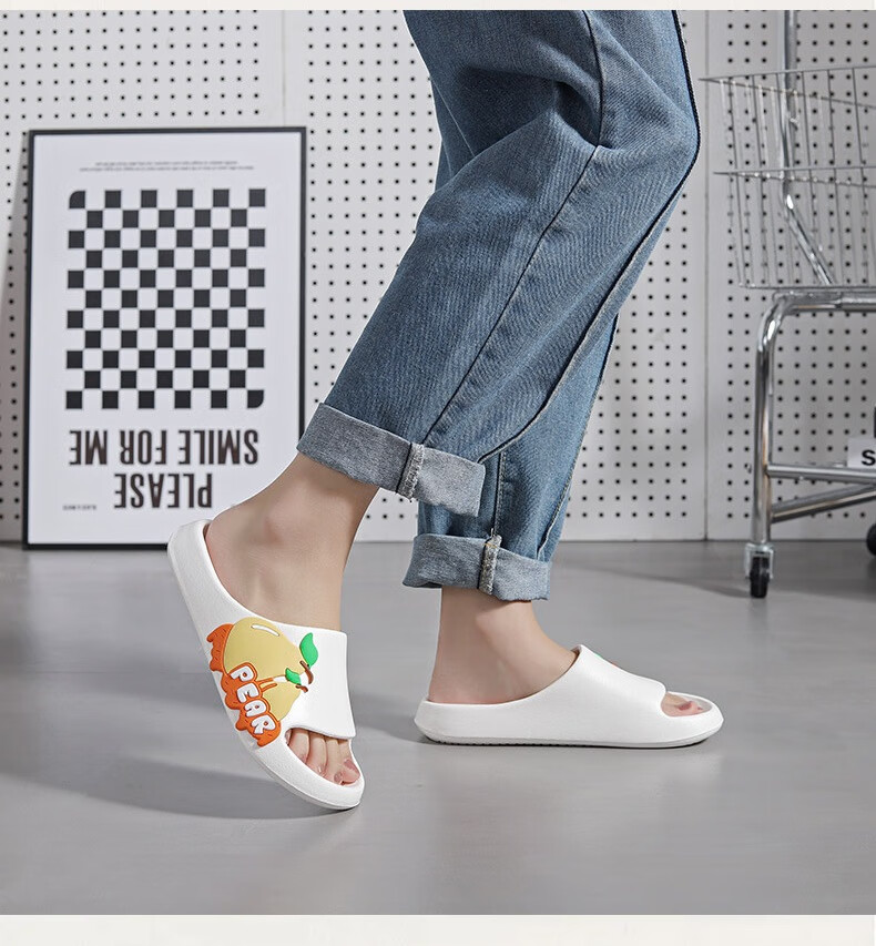 Huamei Jianbu Cartoon Fruit Couple Slippers Indoor Outdoor Bathroom Soft Sole Sandals HM33110 Gray Size 42-43 14
