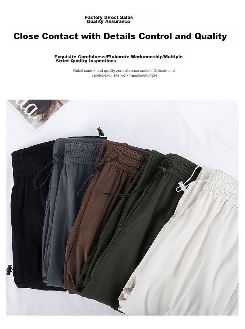 LangSha American-Style Parachute Cargo Pants for Women, Summer Ice Silk High-Waist Wide-Leg Loose Casual Quick-Dry Outdoor Sports Pants 11