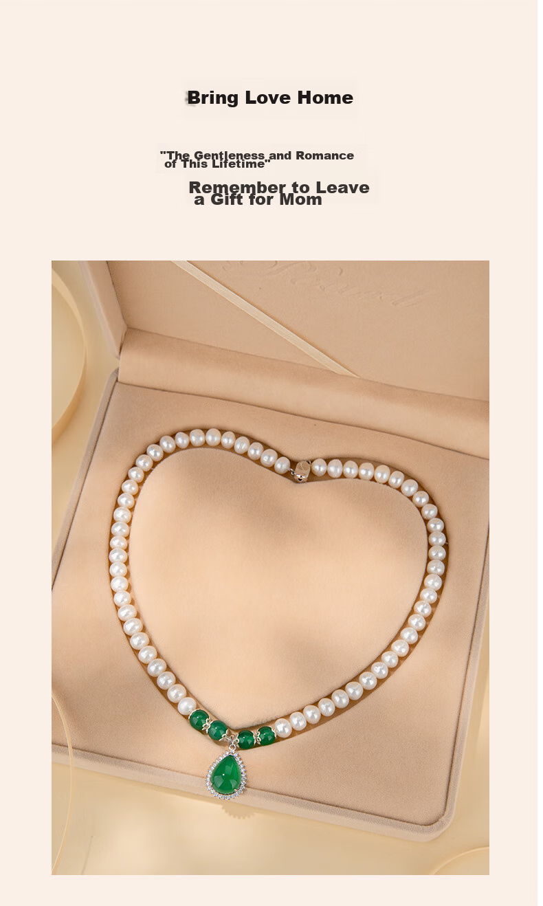 Qlady Peace Buckle Freshwater Pearl Necklace for Women, 925 Silver Jewelry Pearl Pendant Beaded Necklace, Mother's Day Birthday Gift for Mom 1