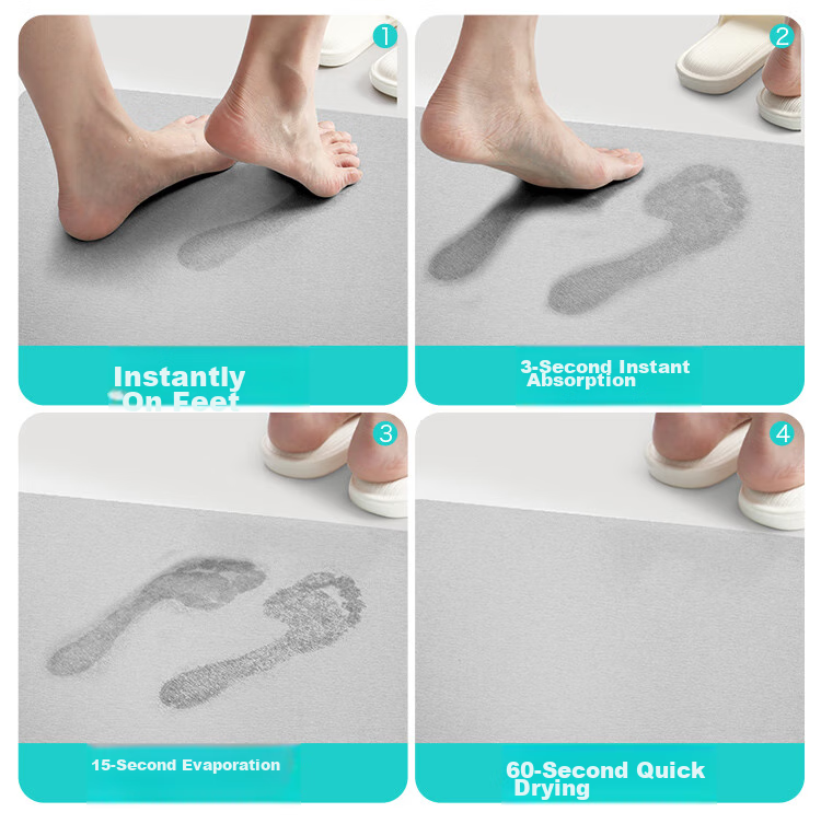 Dajiang Hard Diatomaceous Earth Bath Mat, Bathroom Entrance Absorbent Floor Mat, Toilet Foot Pad, Bathroom Mat, Non-Slip, 39x60cm 6