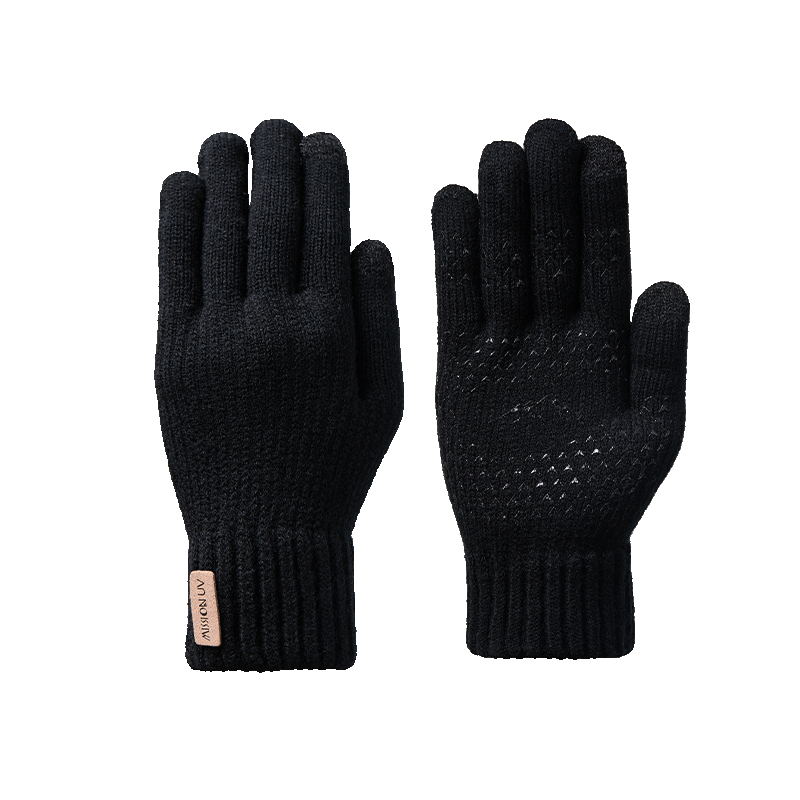 MISSION UV Warm Gloves for Men, Thick Winter And Autumn Outdoor Cycling Driving Anti-Cold Touchscreen Compatible Knitted Gloves