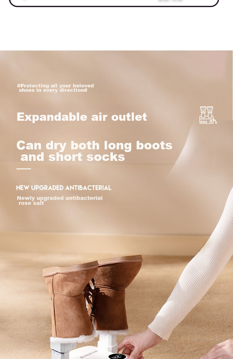 CHIGO Shoe Dryer, Home Dehumidifier, UV Odor Eliminator, Shoe Heating Device, Shoe Drying Machine, Retractable And Foldable XJ005 7