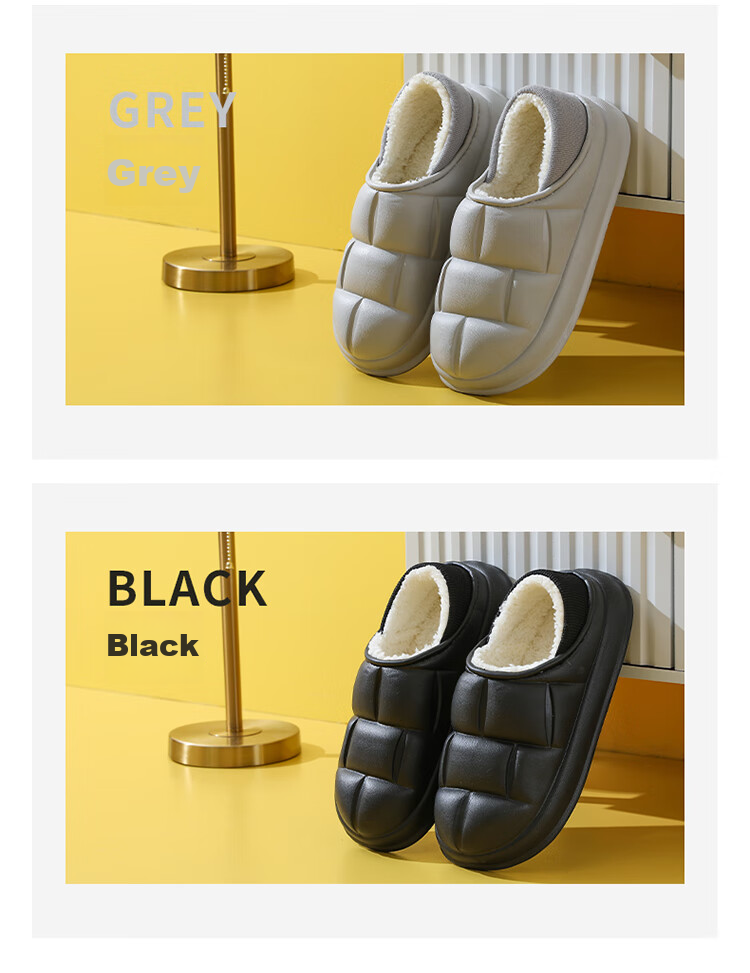 CARTELO Cotton Slippers for Men And Women, Autumn And Winter Home Indoor Outdoor Wear, Warm Water-Resistant Soft Sole EVA Couple Shoes 11