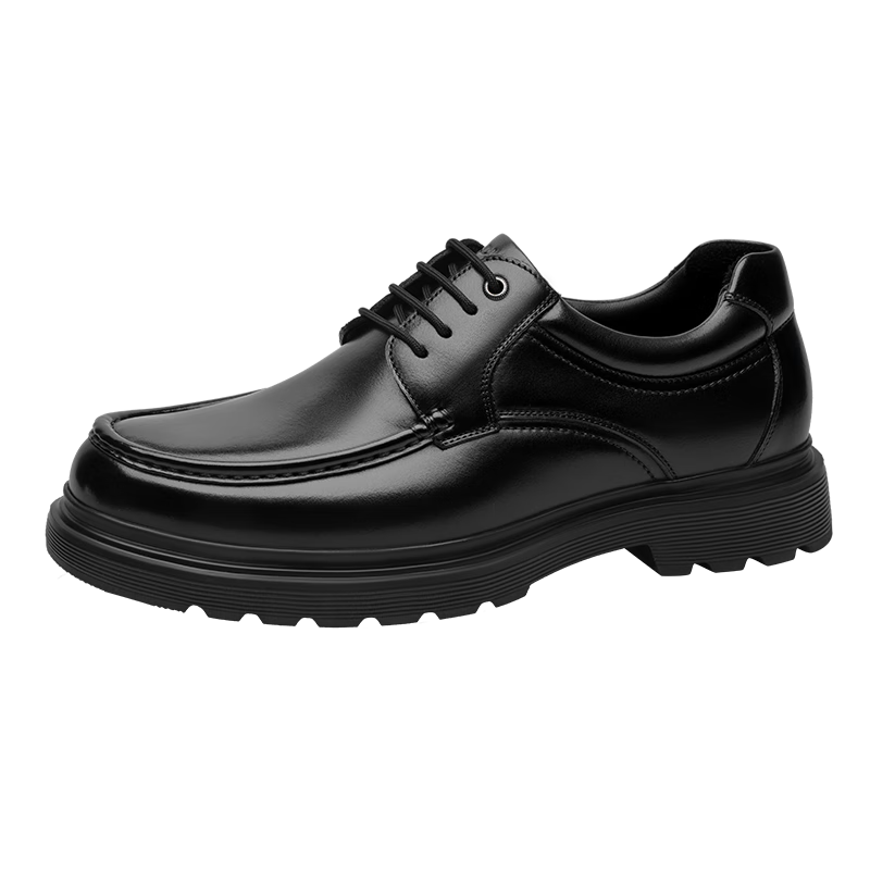 Goldlion Men's Shoes, Business Casual Shoes, Fashionable Lightweight Leather Shoes, Comfortable And Durable Derby Shoes G521330295AAA Black Size 42