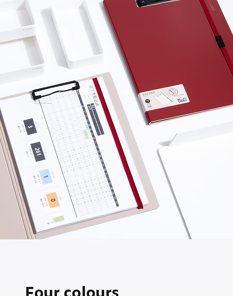 Deli A4 Vertical Folding Clipboard, Conference Folder, Thickened File Holder, Writing Board, Writing Pad for Office Use, Document And Exam Paper Storage Folder, Nirvana Red NS180 8
