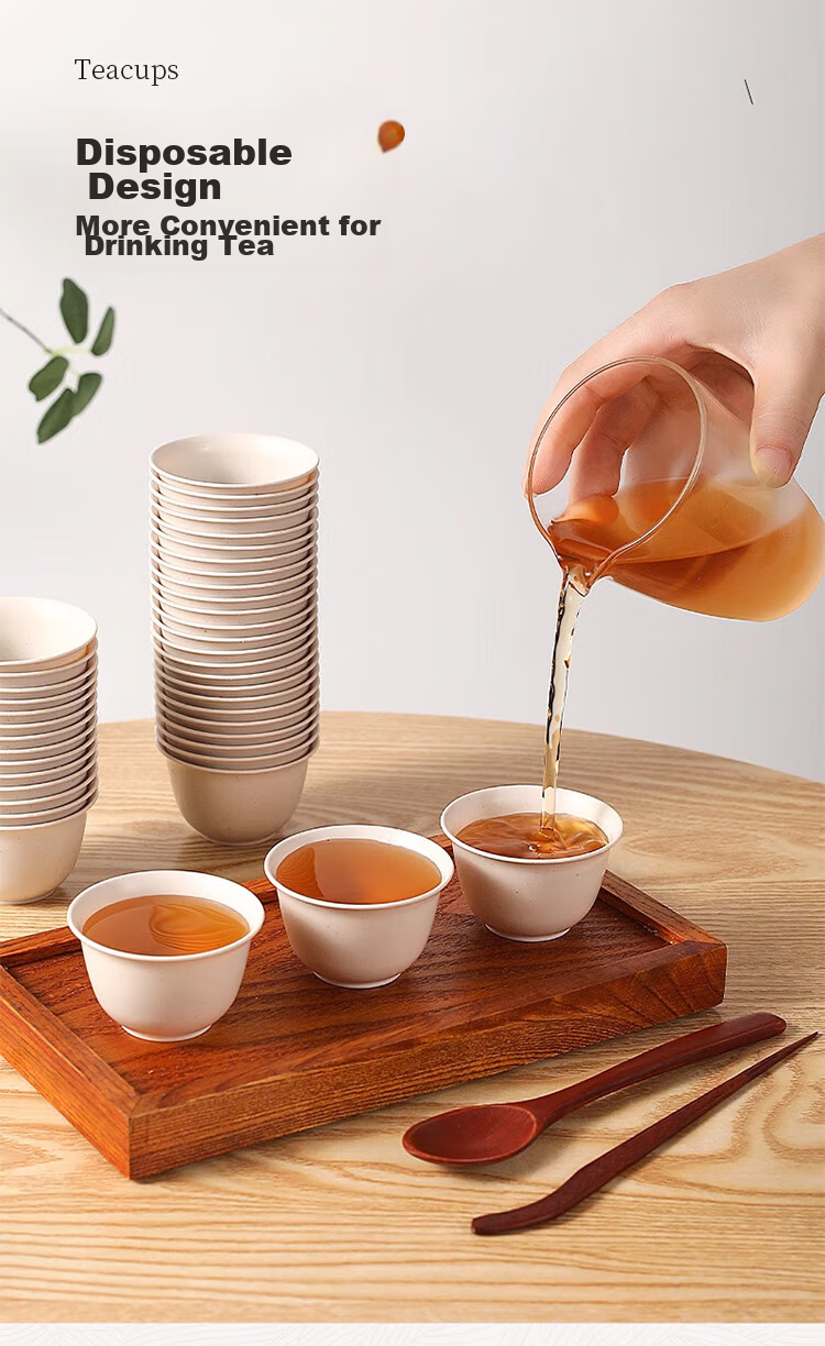 Jiamo Disposable Tea Cups, Thickened, 60ml*80 Pieces, Eco-Friendly Rice Husk, Kung Fu Tea Cups, Hard Drinking Cups, Picnic Cups 7