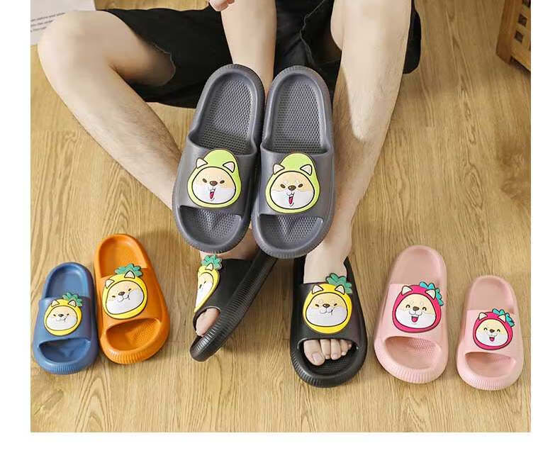 Huameijianbu Cartoon Dog Parent-Child Style Bathroom Indoor And Outdoor Wear Soft Elastic Slippers Men's Model HM901817 Dark Gray Size 44-45 28