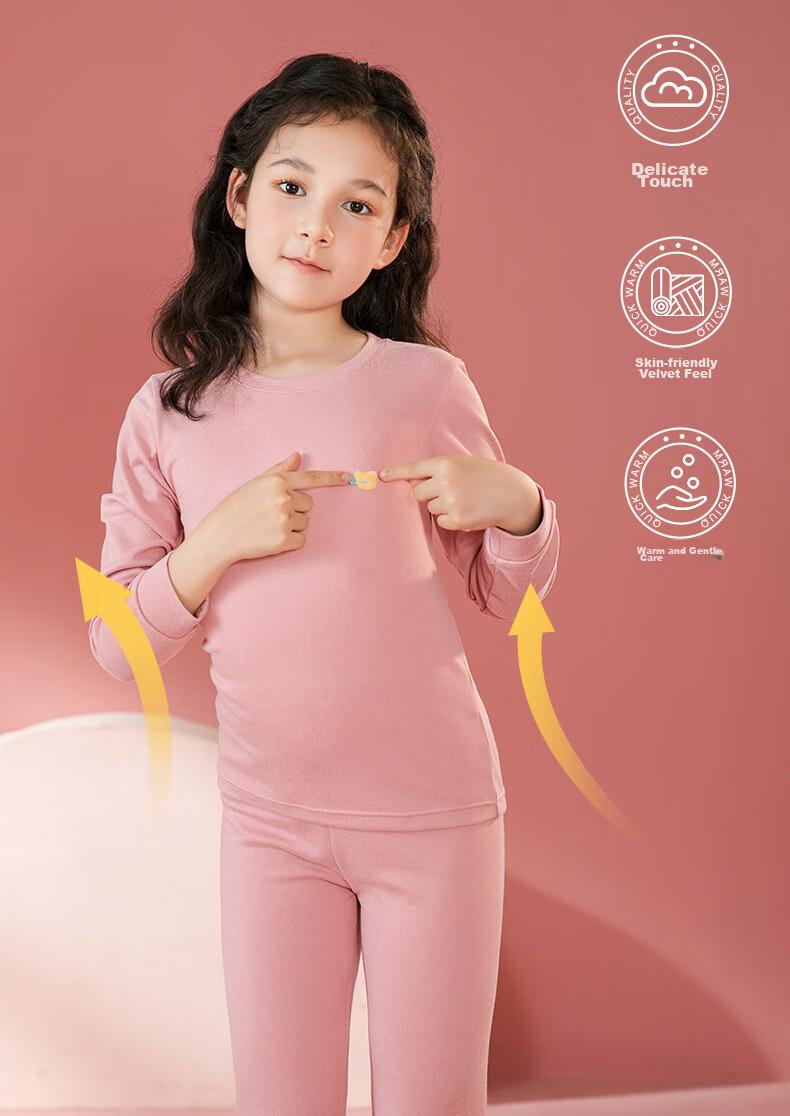 Fenteng Children's Thermal Underwear, 100% Pure Cotton, Anti-Static, Boys' Warm Base Layer Pajamas, Autumn Top And Pants Set 8