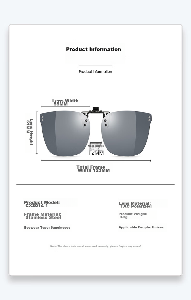 CAXMAN Children's Myopia Sunglasses Clip-On Style for Boys And Girls, Polarized Myopic Sunglasses, UV Protection And Sun Protection Glasses 12