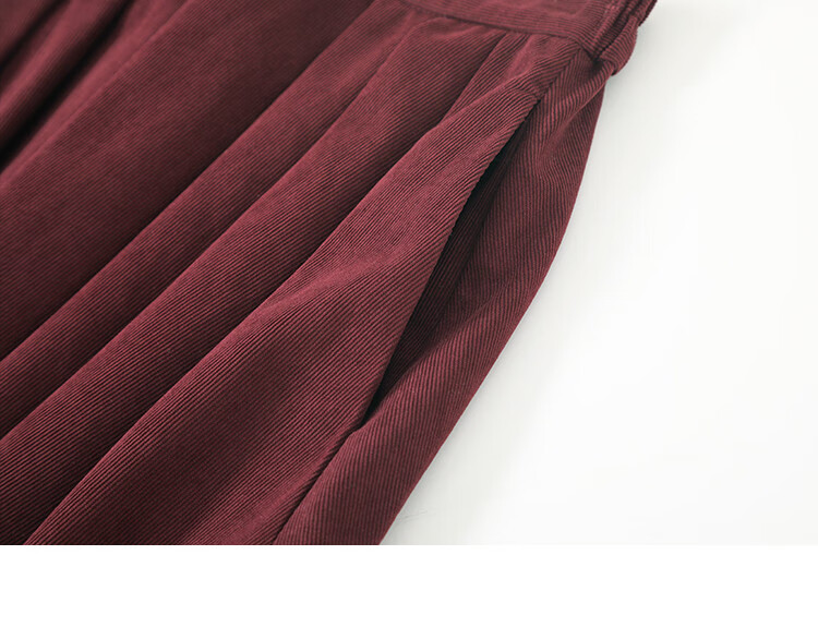 Dme [Crimson French-Style Midi Skirt], Waist-Symmetric Pleated Sharp Long Skirt, Crimson, M 14