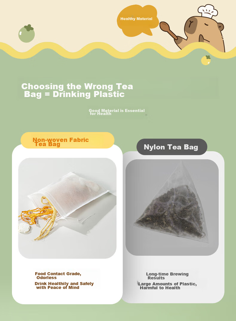 Suncha Disposable Non-Woven Drawstring Tea Bag, Soup Bag, Seasoning Bag, Filter Bag, Chinese Herbal Medicine Decoction Bag, 8*10cm 3