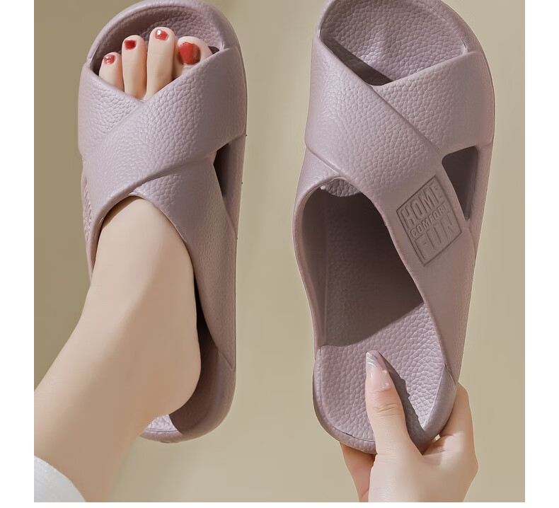 Huameijianbu Cross Mocha Slippers, Couples Bathroom Indoor Outdoor Thick Soft Sole Non-Slip Sandals HM600, Pink, Size 39-40 17