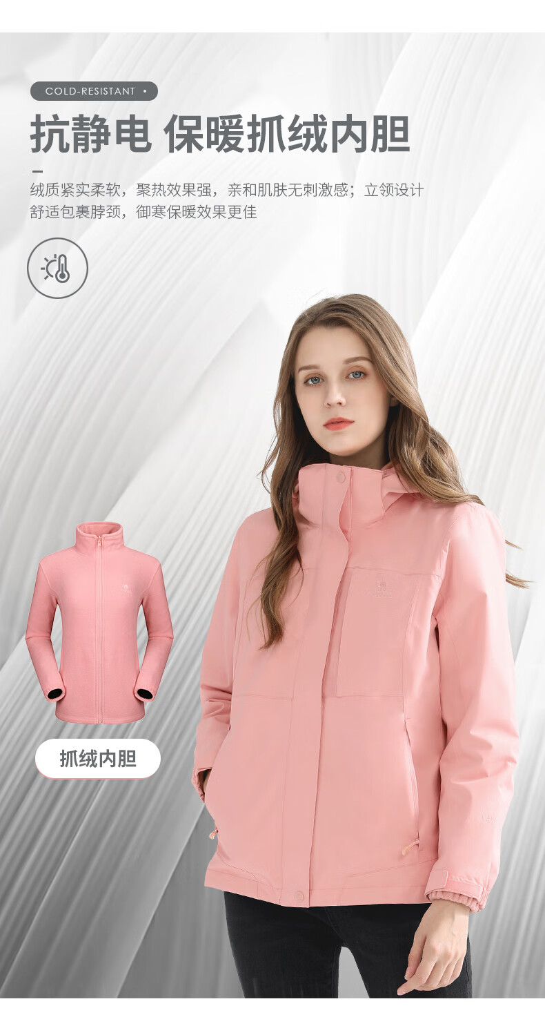 CAMEL Three-In Waterproof Jacket for Men And Women, Outdoor Windproof And Water-Resistant Coat for Tibet Travel, Hiking And Mountaineering 6