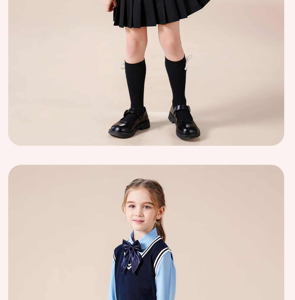 Luomeng Children's School Uniform Spring And Autumn Boys Girls Knitted Vest Set, Navy Blue White Trim Knitted Waistcoat, Size 150 13
