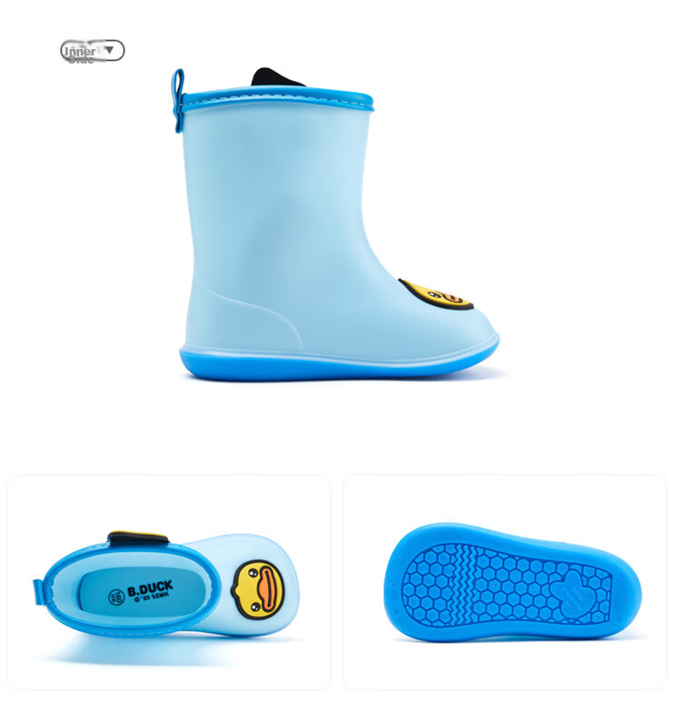 B.Duck Children's Rain Boots, Fashionable Waterproof Shoes for Boys And Girls, Baby Water Shoes, Elementary School Students, 5955 Blue, Size 26 18