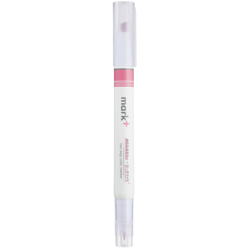 KOKUYO Imported Mark+ Colorful Marker Pens for Students to Highlight And Mark Important Points, Fluorescent Pens with Dual-Tip at Both Ends, Pink, 1 Piece PM-MT200P