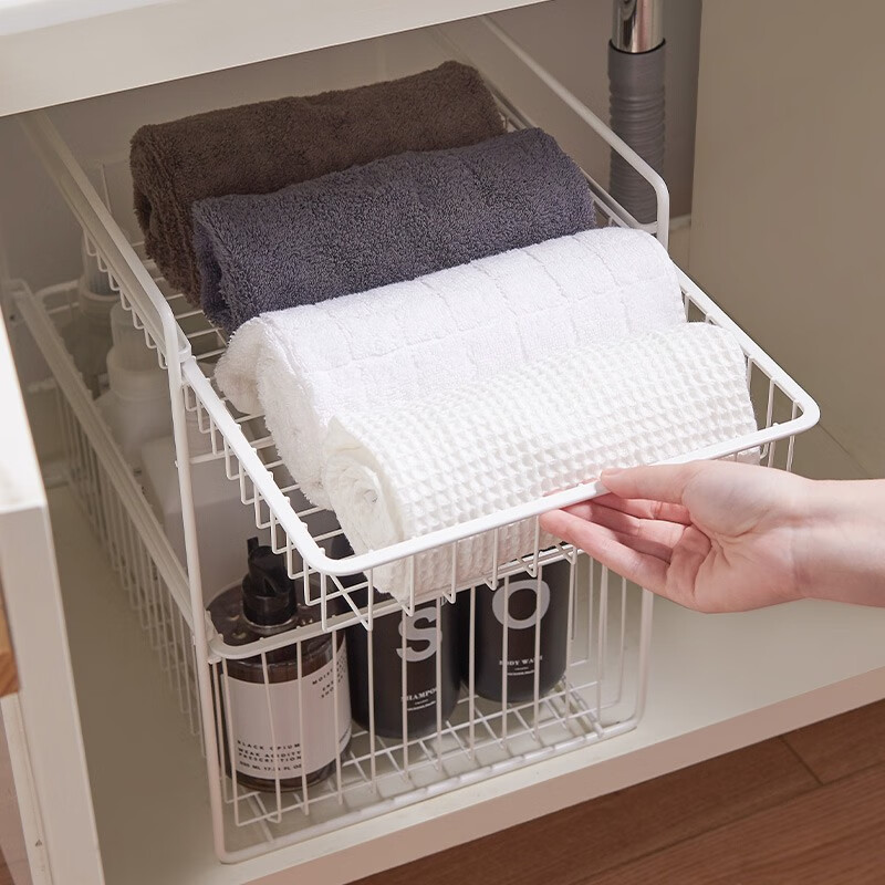 JEKO&JEKO Kitchen Storage Rack, Under-Sink Organizer, Cabinet Shelf, Spice Rack, Washbasin Bathroom Pull-Out Shelf